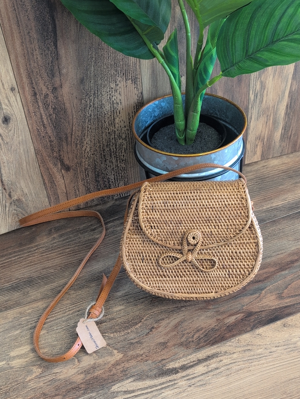 Shiva Urban Handmade Bali Rattan Crossbody Bag NWT